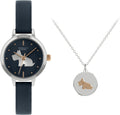 Radley Ladies Watch & Necklace Set with Black Dial and Black Leather Strap RY21303A-SET