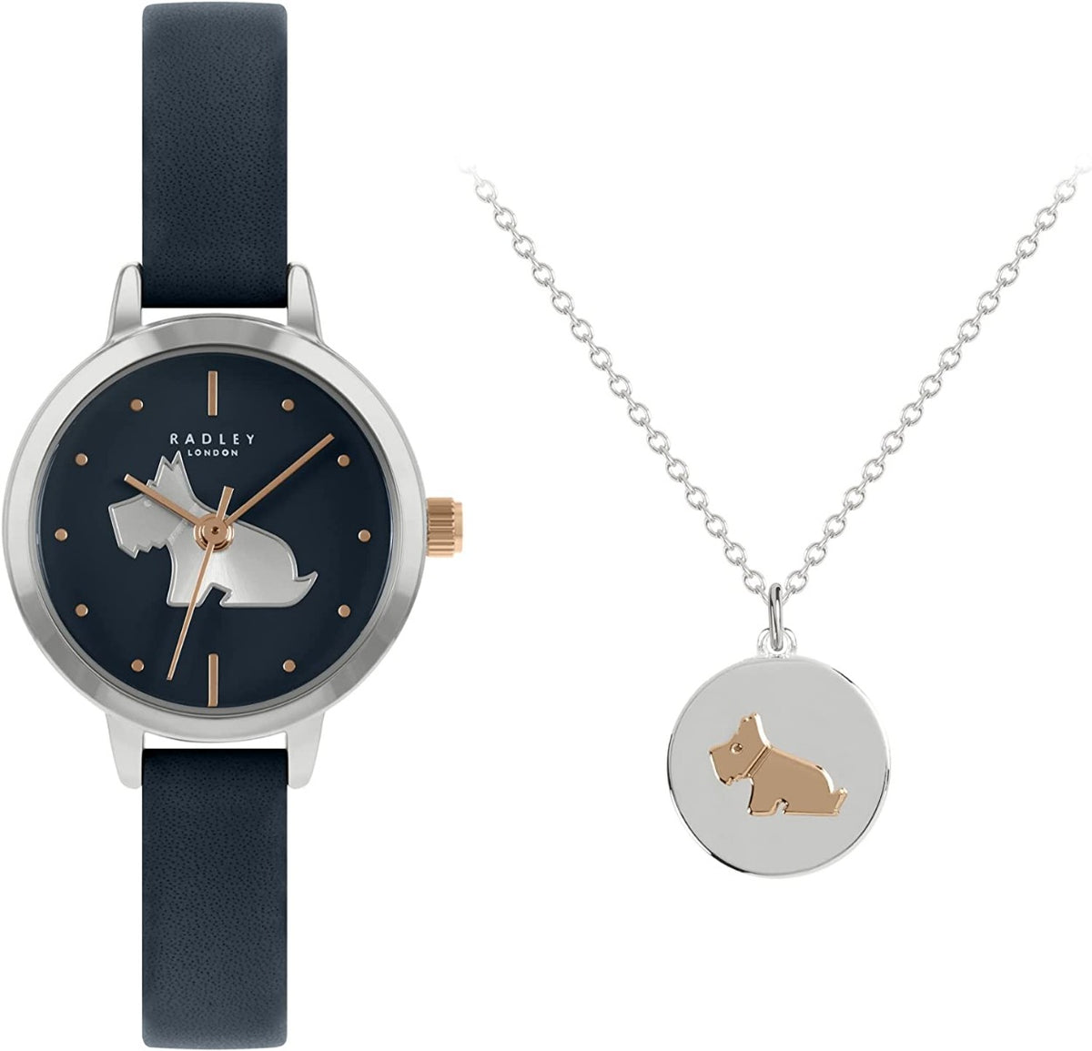 Radley Ladies Watch & Necklace Set with Black Dial and Black Leather Strap RY21303A-SET