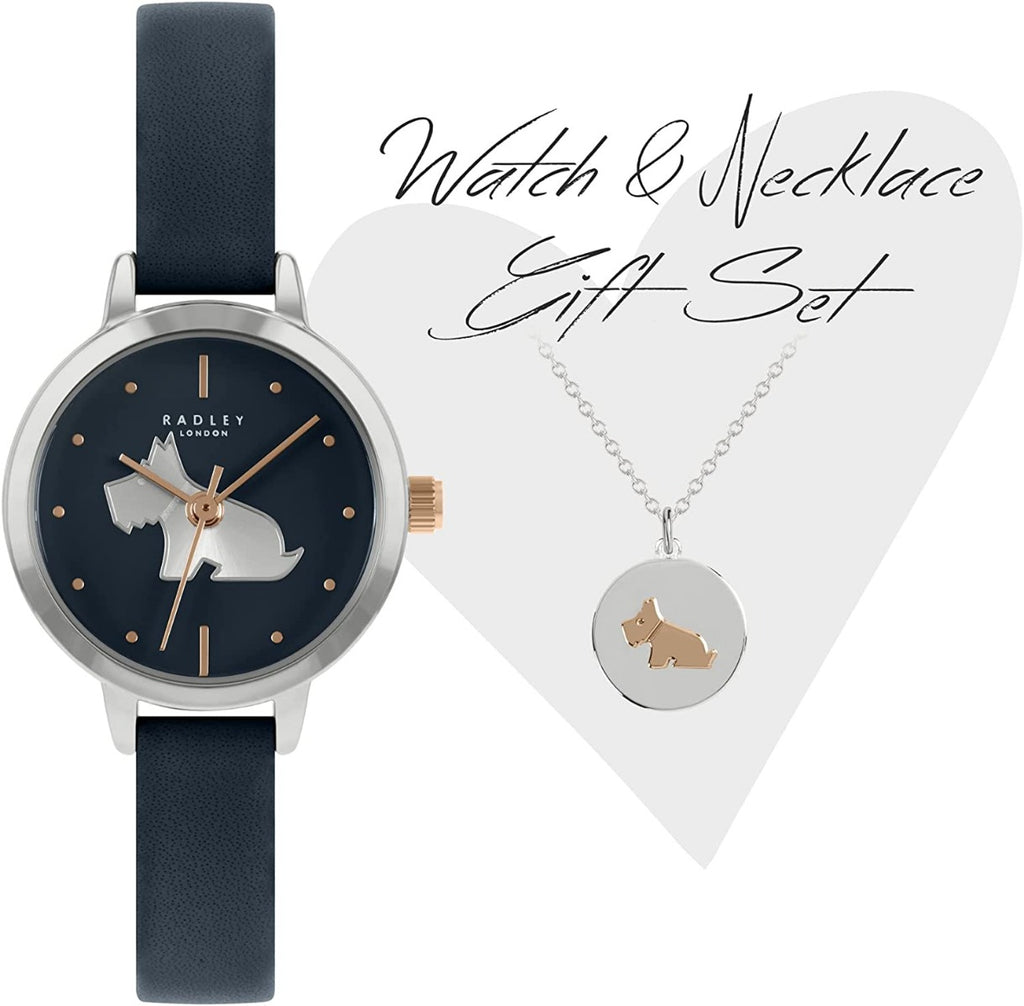 Radley Ladies Watch & Necklace Set with Black Dial and Black Leather Strap RY21303A-SET