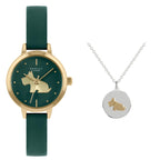 Radley Ladies Watch & Necklace Set with Green Dial and Green Leather Strap RY21308A-SET