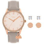 Radley Ladies Watch & Earrings Set with Rose Gold Dial and Grey Leather Strap RY21328A-SET