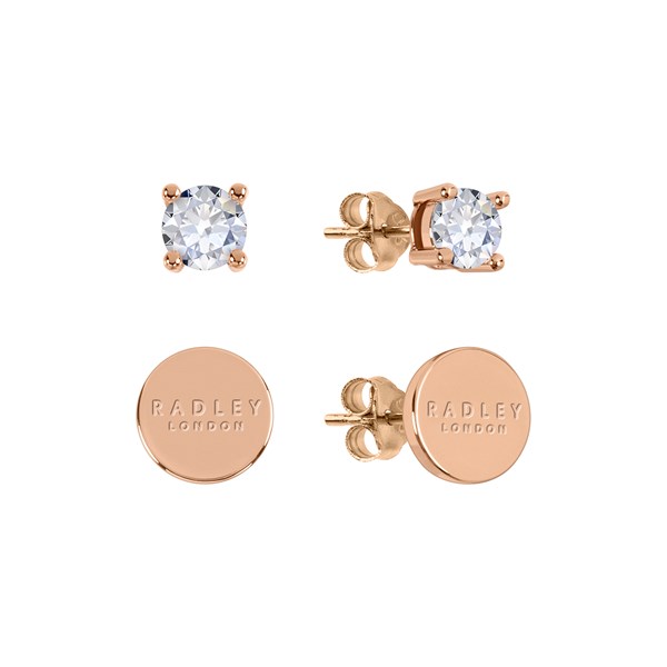 Radley Ladies Watch & Earrings Set with Rose Gold Dial and Grey Leather Strap RY21328A-SET
