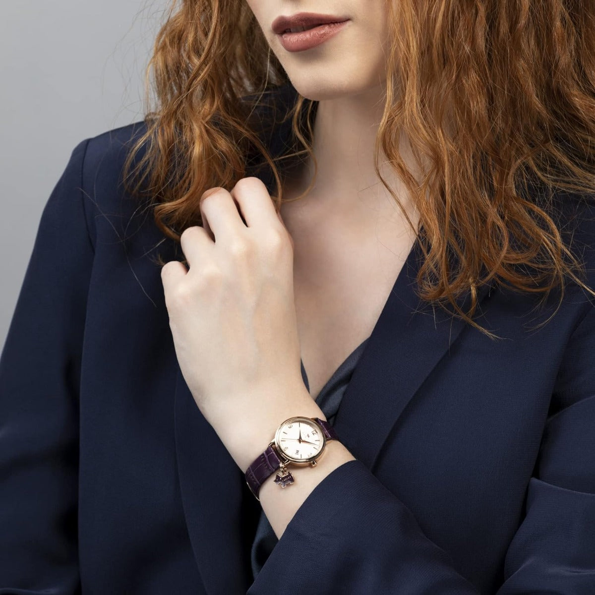 RADLEY Ladies Watch with Rose Gold Dial and Purple Leather Strap RY21348