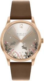 Radley Ladies Watch with Rose Gold Dial and Brown Leather Strap RY21416A