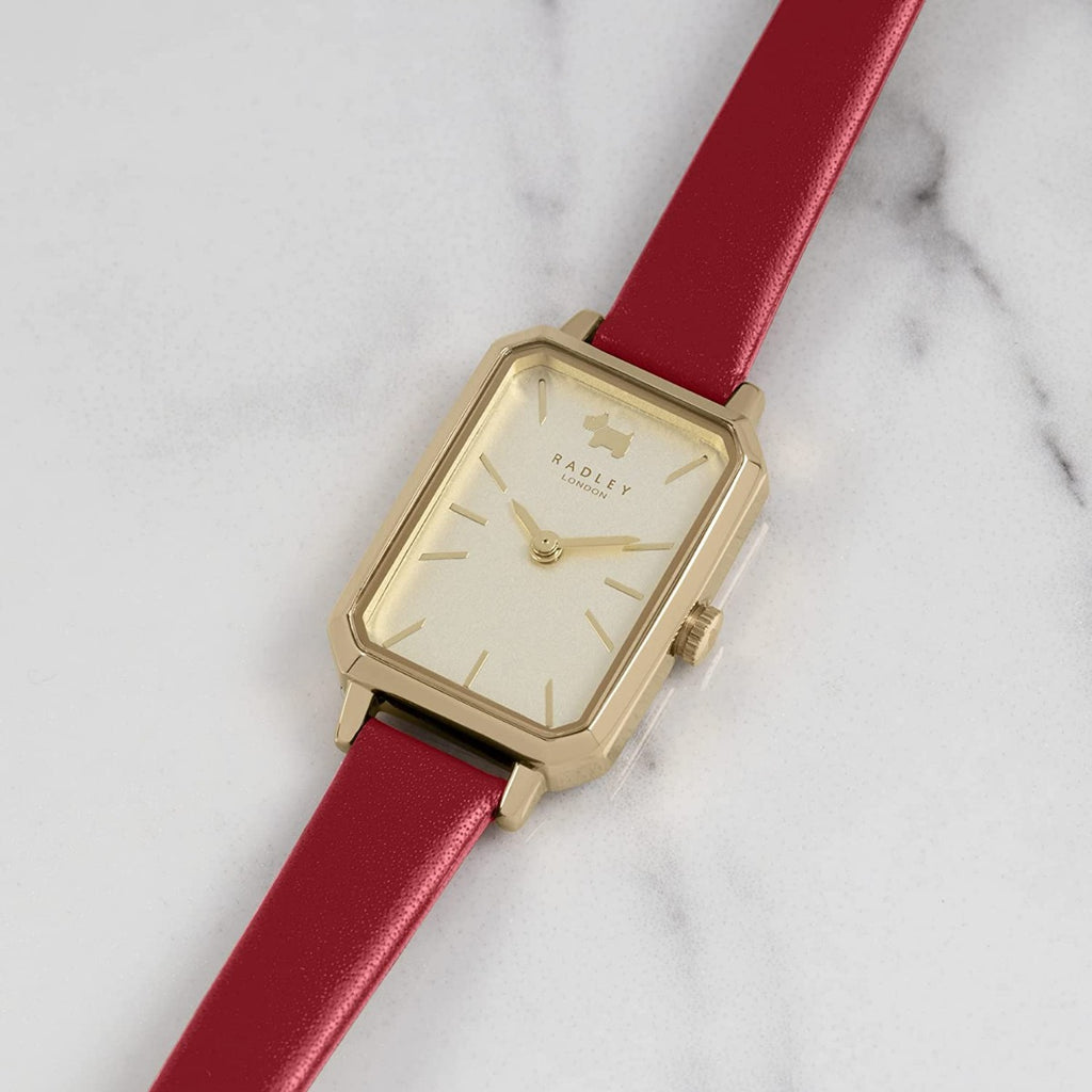 Radley Ladies Watch with Gold Dial and Red Leather Strap RY21432A