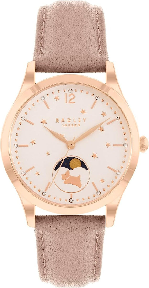 Cloc Merched RADLEY gyda Strap Lledr Pinc RY21498