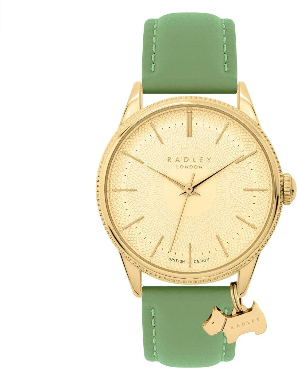 RADLEY Ladies Watch with Gold Dial and Green Leather Strap RY21600