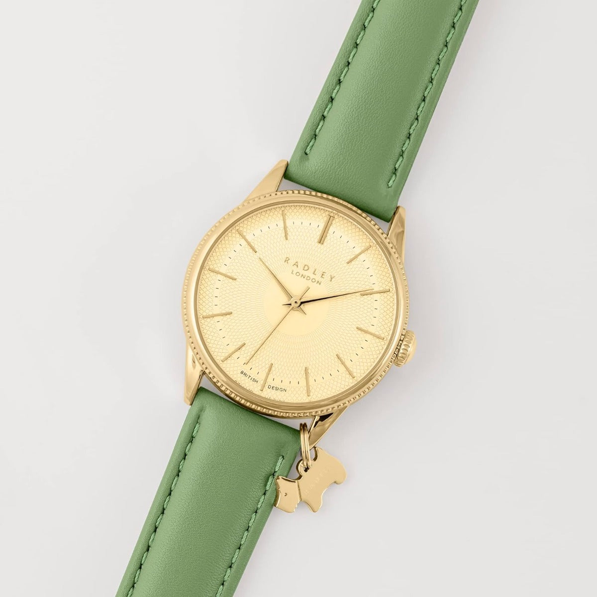 RADLEY Ladies Watch with Gold Dial and Green Leather Strap RY21600