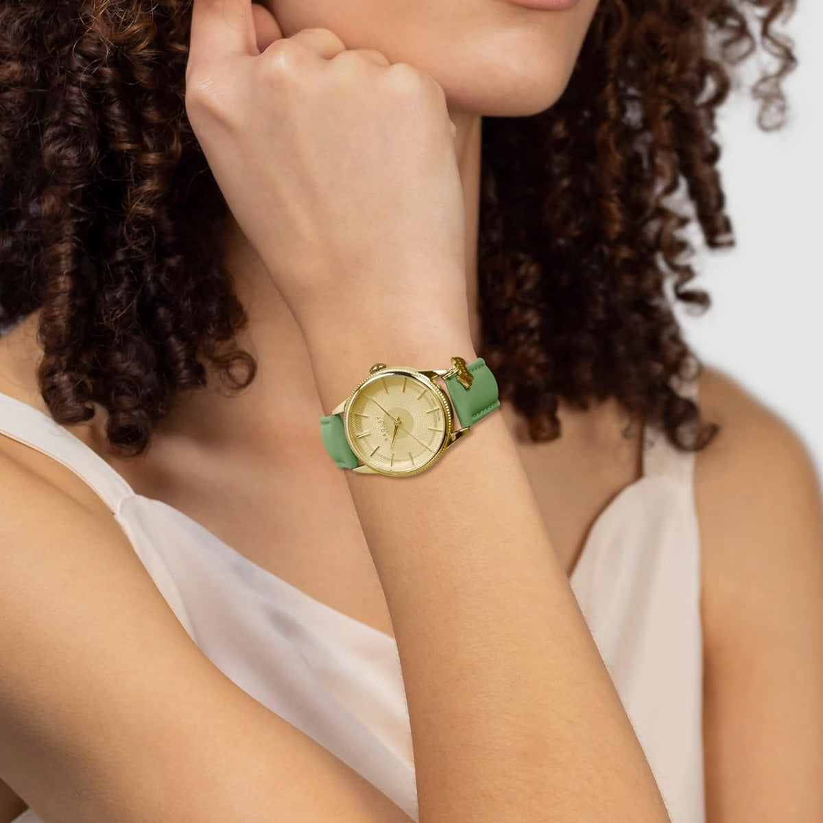 RADLEY Ladies Watch with Gold Dial and Green Leather Strap RY21600