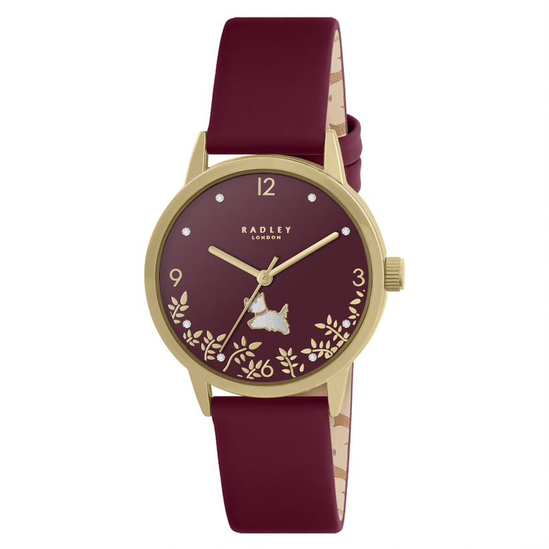 RADLEY Ladies Watch with Burgandy Dial and Burgandy Leather Strap RY21782A