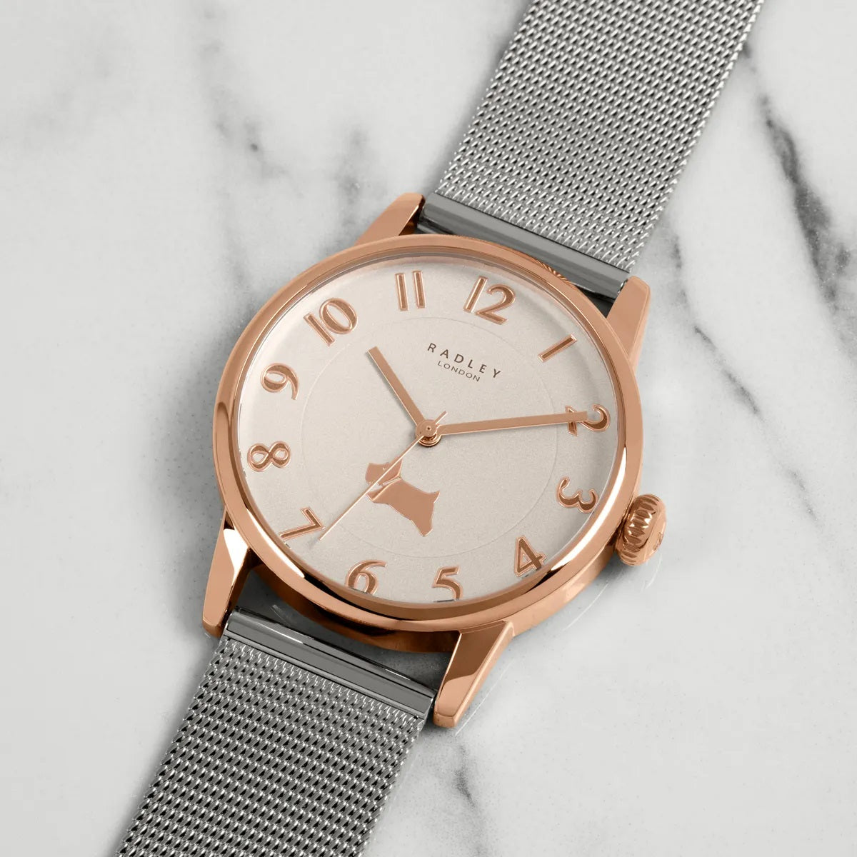 Radley Ladies Watch with Pink Dial and Silver Stainless Steel Milanese Strap RY4603A