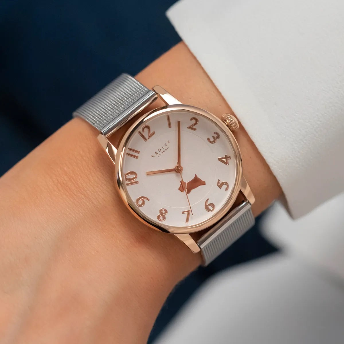 Radley Ladies Watch with Pink Dial and Silver Stainless Steel Milanese Strap RY4603A