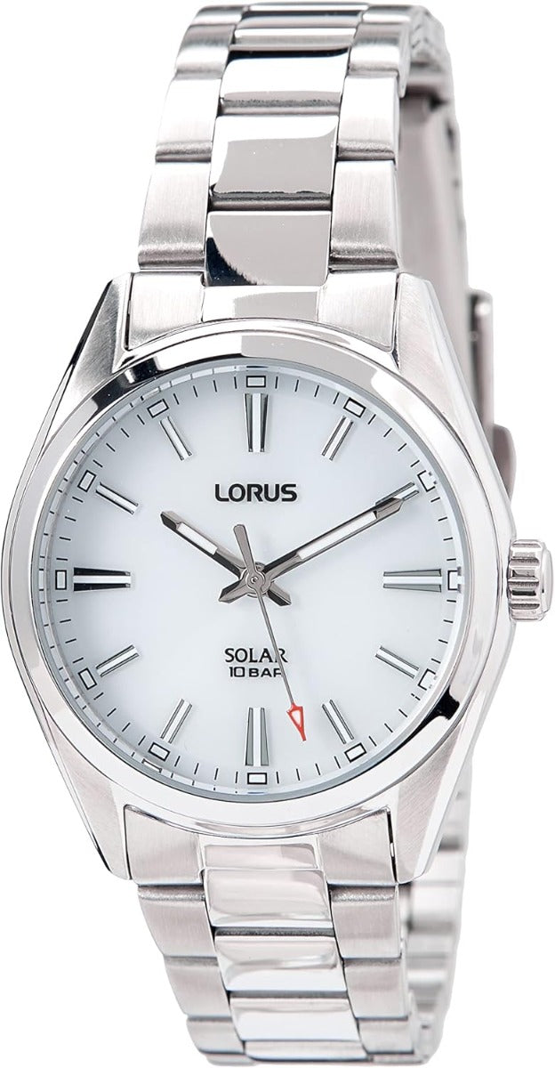 Lorus Ladies Solar Watch with White Dial and Silver Bracelet RY503AX9