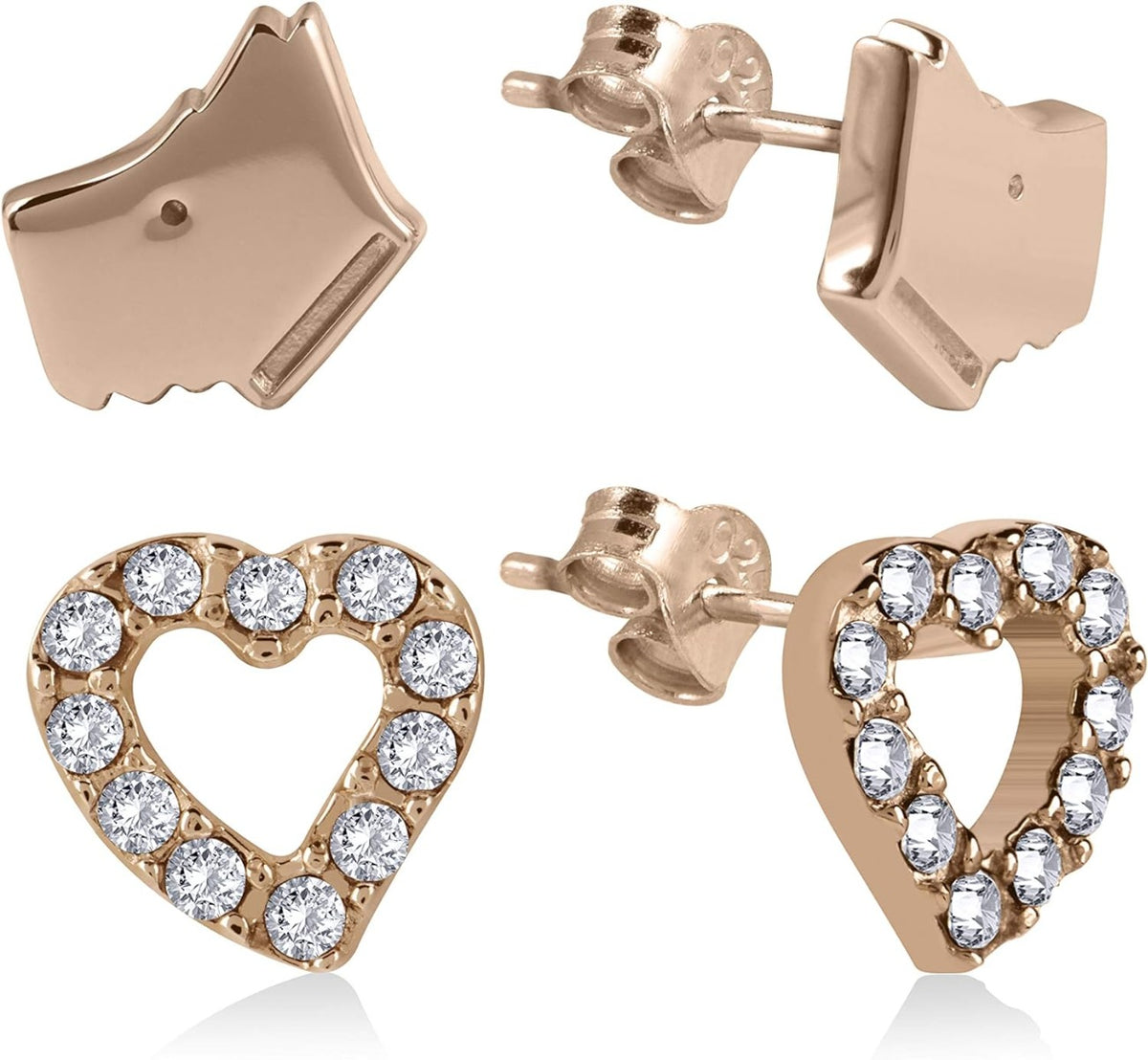 RADLEY Ladies Sterling Silver 18ct Rose Gold Plated Twin Pack Earrings RYJ1036B