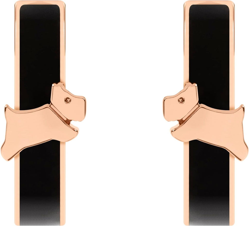 Radley Ladies 18ct Rose Gold plated Black Jumping Dog Earrings RYJ1282S