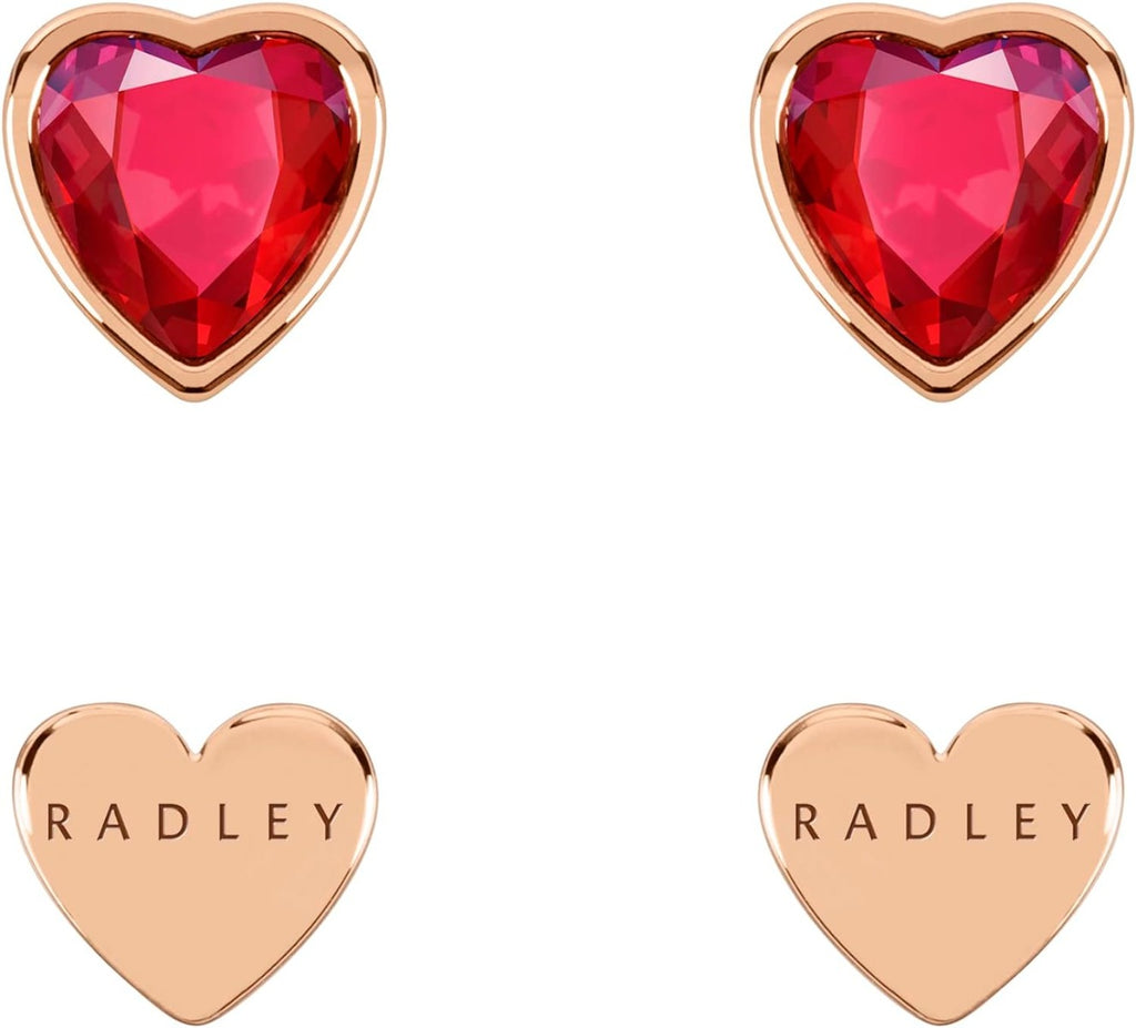 Radley Ladies 18ct Rose Gold Plated Red Heart Twin Pack Earrings RYJ1288S
