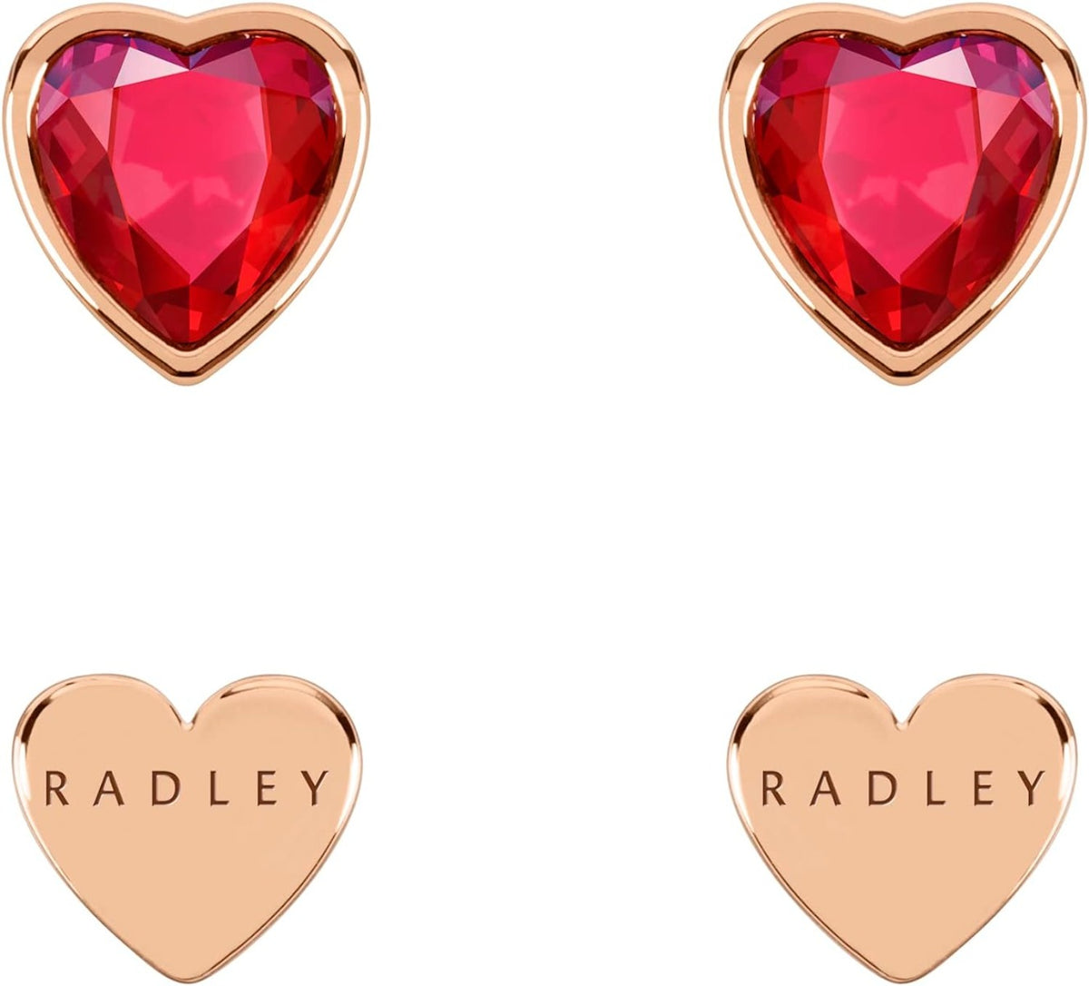 Radley Ladies 18ct Rose Gold Plated Red Heart Twin Pack Earrings RYJ1288S