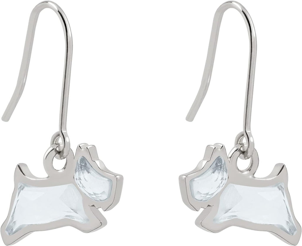Radley Ladies Sterling Silver Pale Blue Stone Jumping Dog Earrings RYJ1299