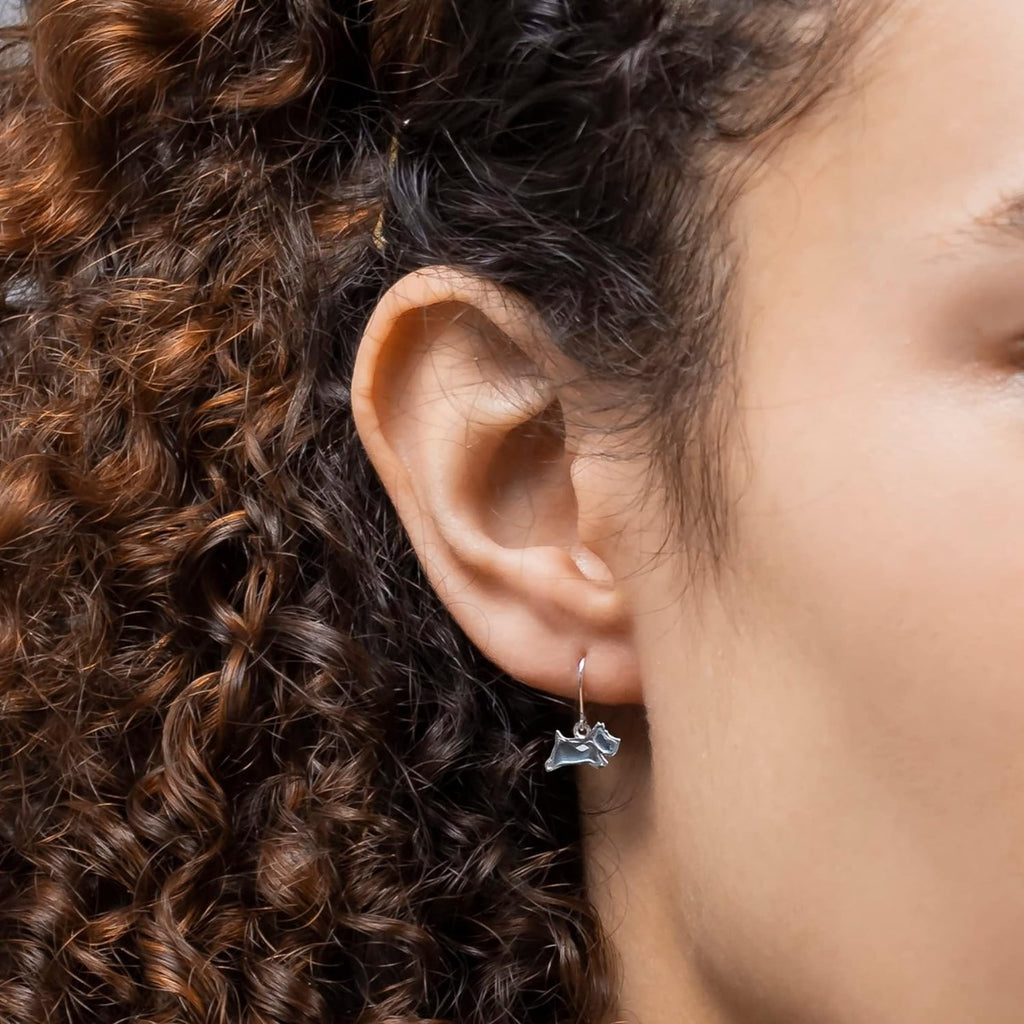 Radley Ladies Sterling Silver Pale Blue Stone Jumping Dog Earrings RYJ1299