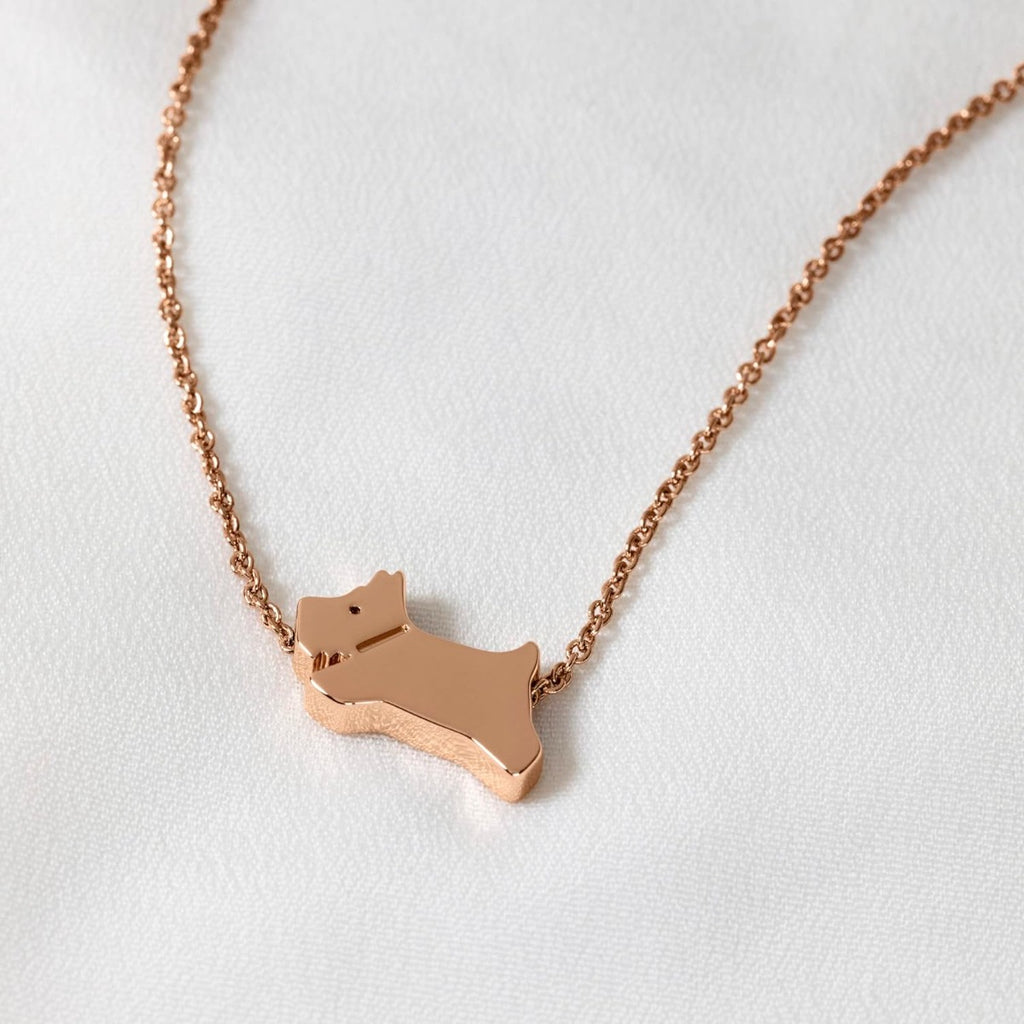 RADLEY Ladies 18ct Rose Gold Plated Jumping Dog Necklace RYJ2336S