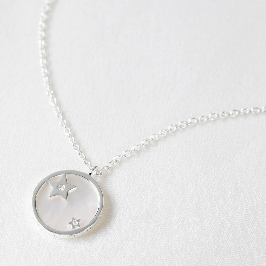 RADLEY Ladies Sterling Silver White MOP Diamond Disc Necklace RYJ2355