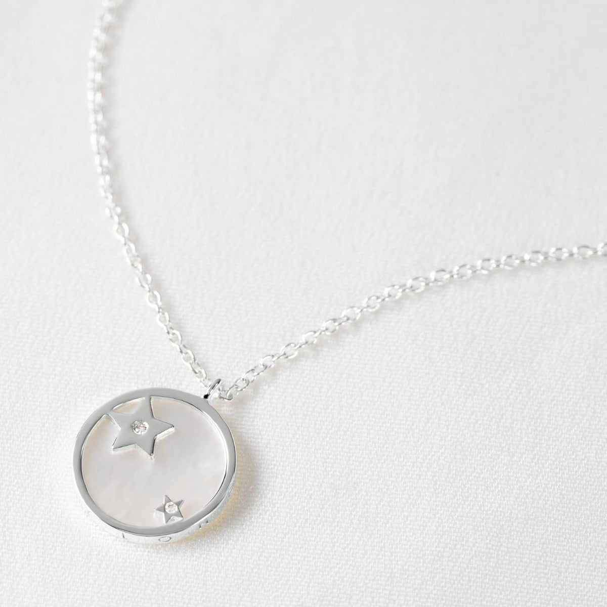 RADLEY Ladies Sterling Silver White MOP Diamond Disc Necklace RYJ2355