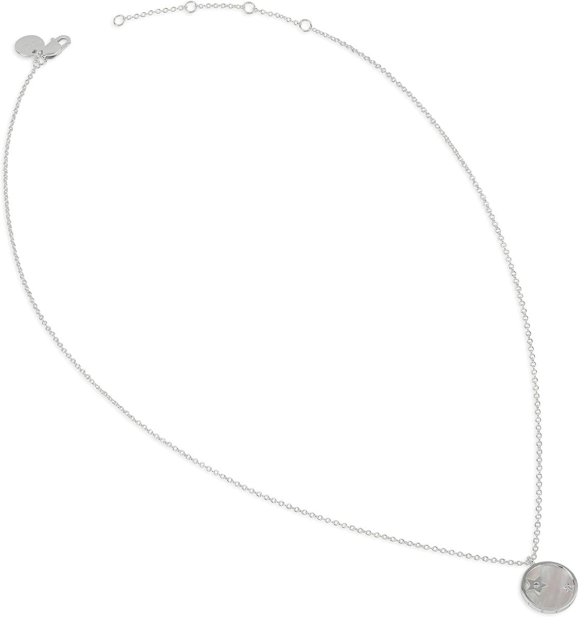 RADLEY Ladies Sterling Silver White MOP Diamond Disc Necklace RYJ2355