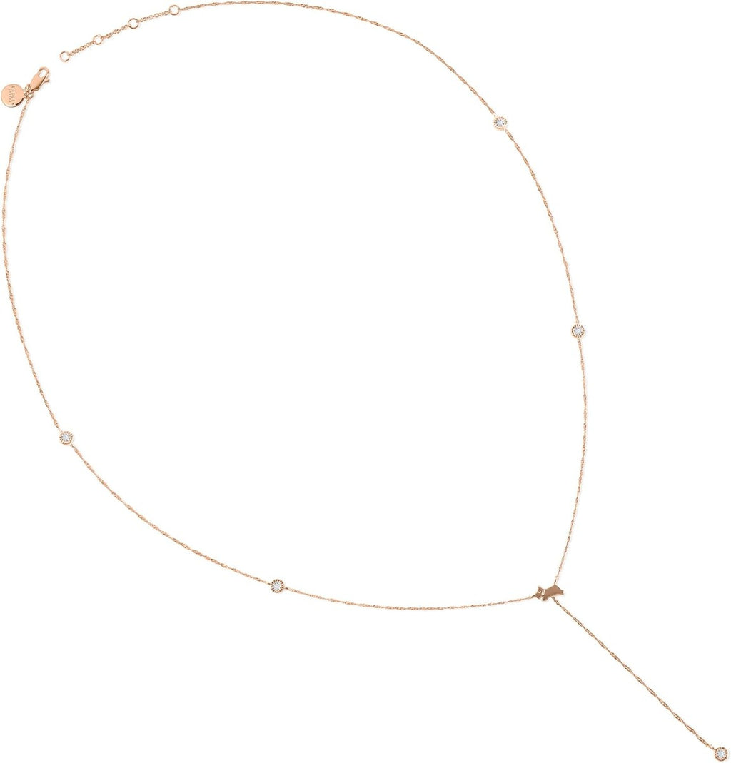 Radley London Rose Gold Plated Stone Set Lariot Jumping Dog Necklace RYJ2394S