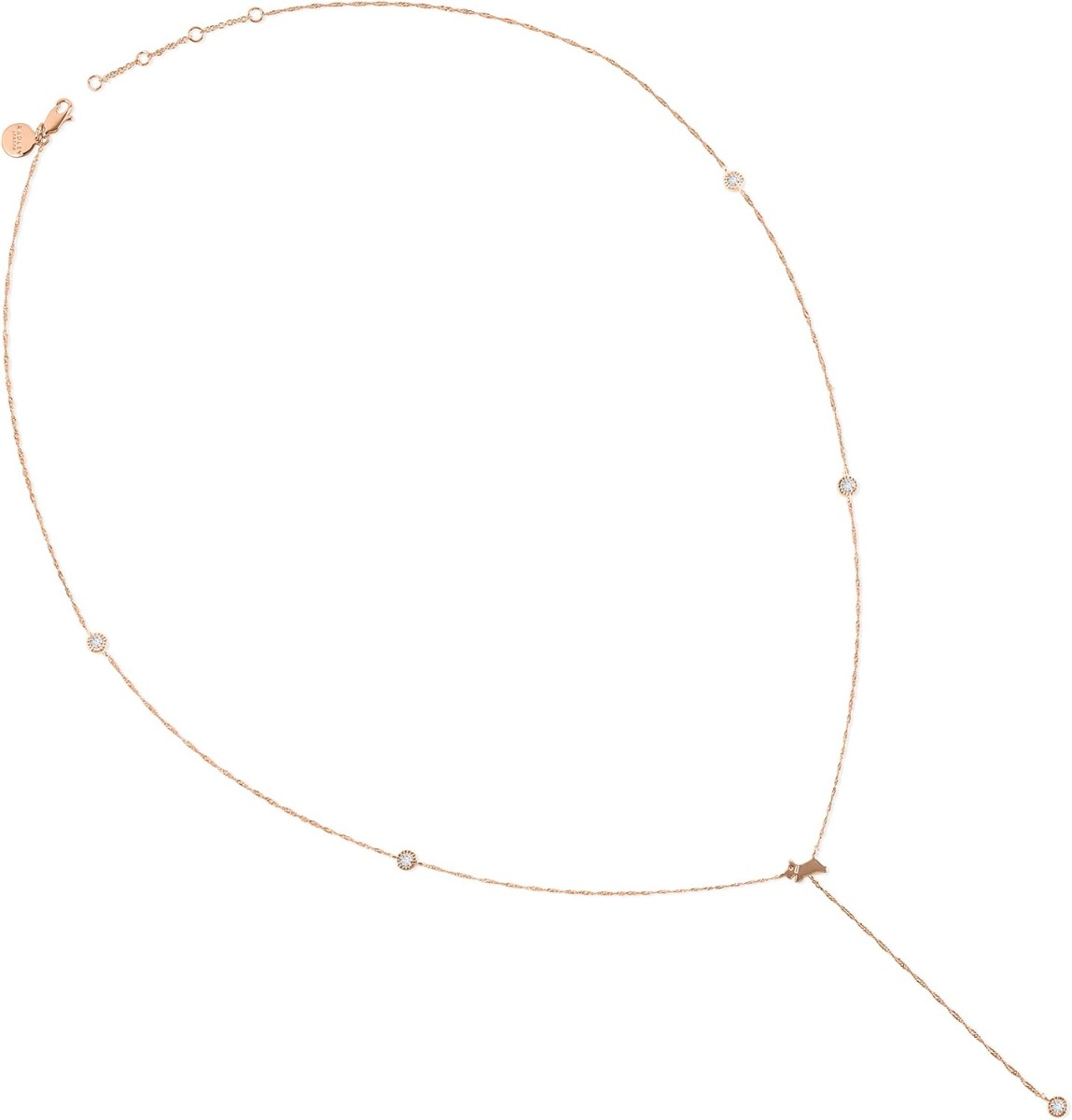 Radley London Rose Gold Plated Stone Set Lariot Jumping Dog Necklace RYJ2394S