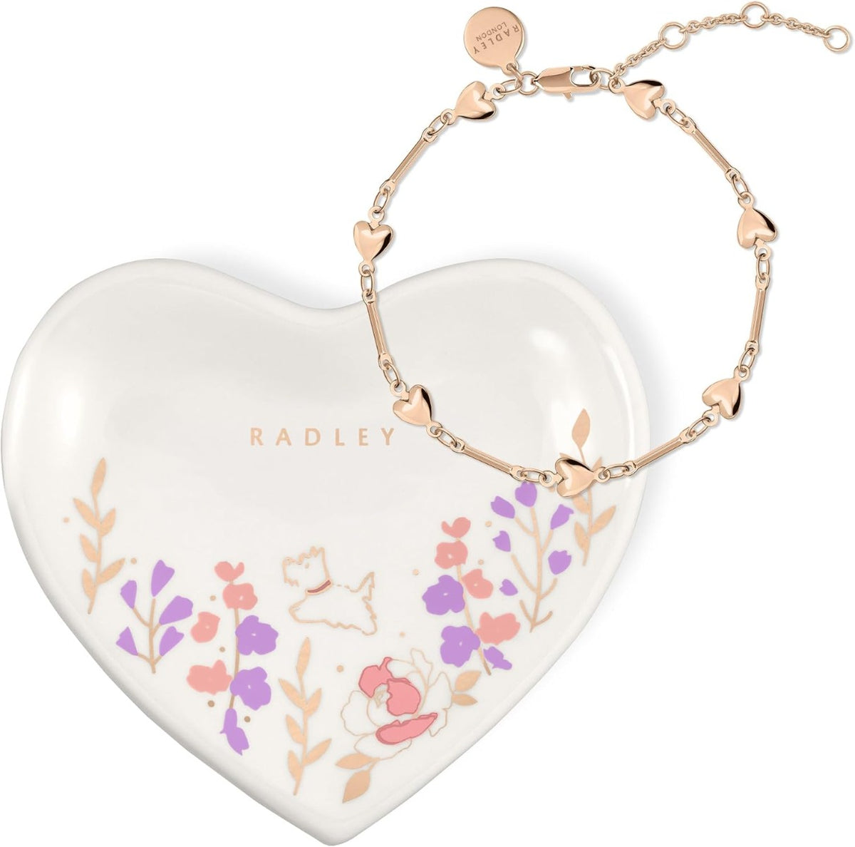 RADLEY Ladies Rose Gold Plated Bracelet & Trinket Tray Gift Set RYJ3410S-TKS-SET