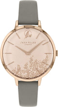 Sara Miller Leaf Collection Ladies Watch with Rose Gold Dial and Grey Leather Strap SA2030