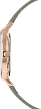 Sara Miller Leaf Collection Ladies Watch with Rose Gold Dial and Grey Leather Strap SA2030
