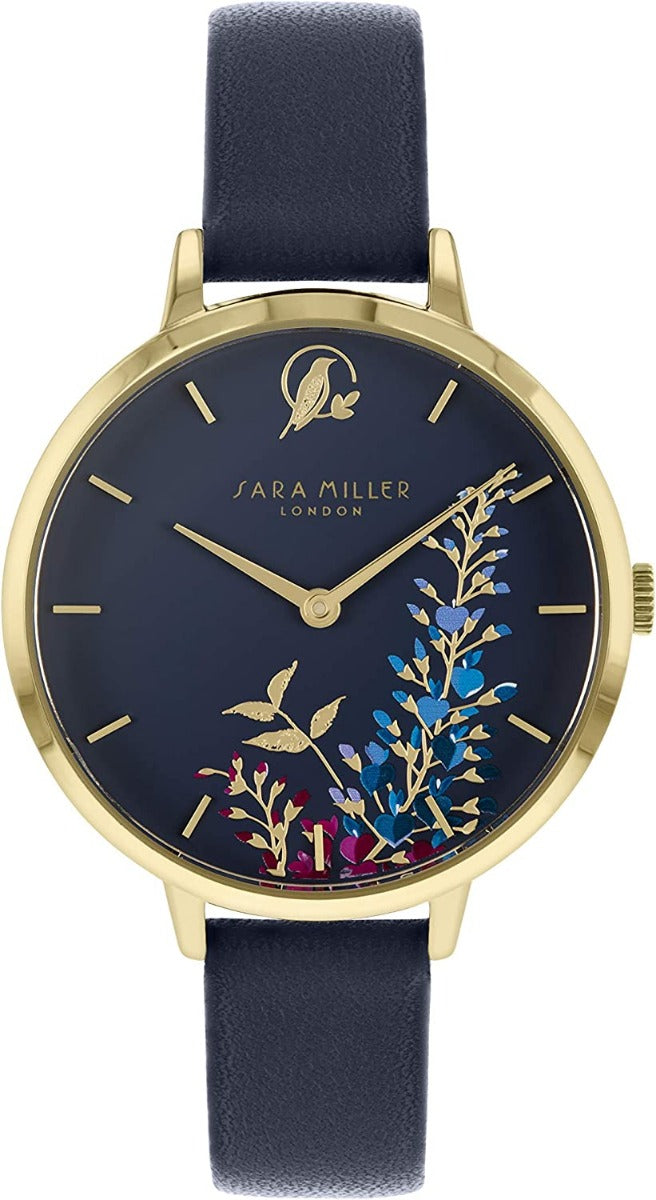 Sara Miller The Wisteria Collection Ladies Watch with Blue Dial and Navy Leather Strap SA2044