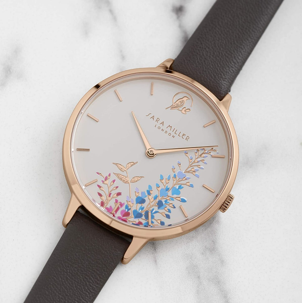 Sara Miller The Wisteria Collection Ladies Watch with Grey Leather Strap SA2048