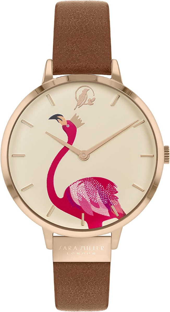 Sara Miller Piccadilly Ladies Watch with Champagne Dial and Brown Leather Strap SA2078