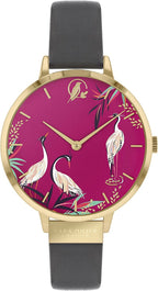 Sara Miller Ladies Watch with Pink Dial & Grey Leather Strap SA2088