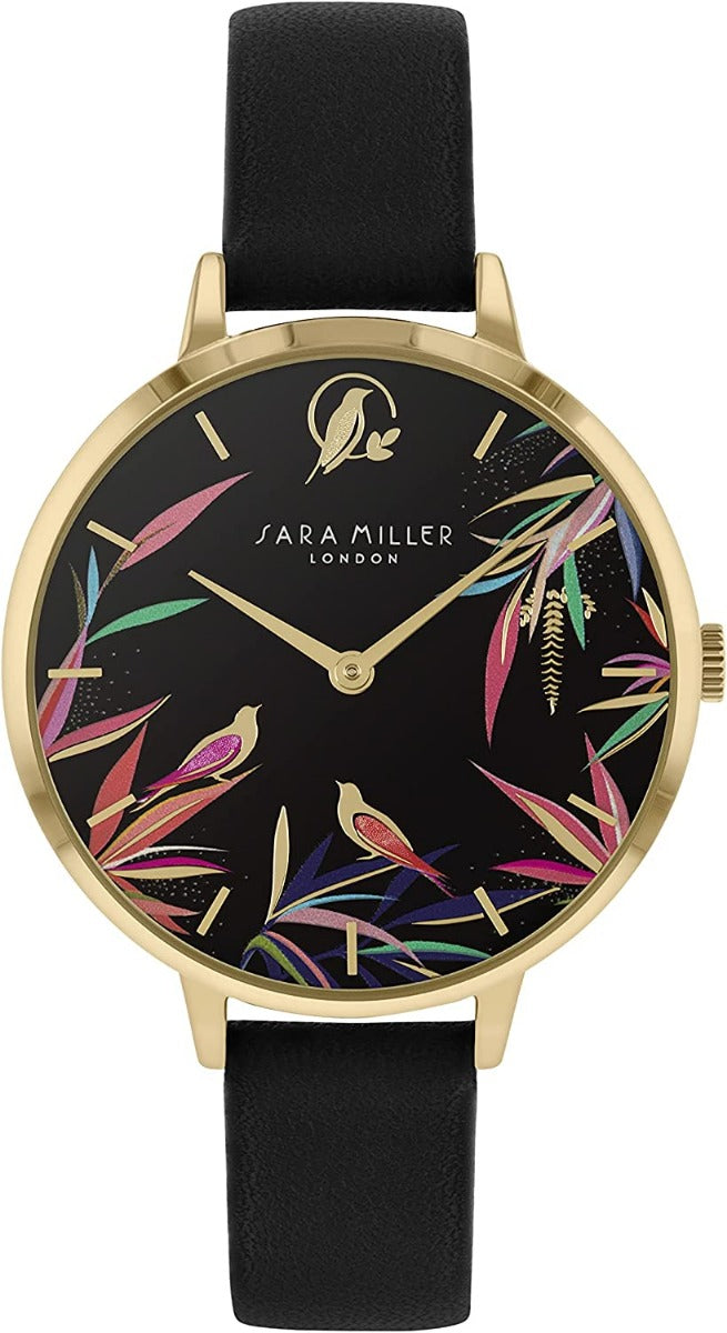 Sara Miller Chelsea Collection Ladies Watch with Black Dial and Black Leather Strap SA2090