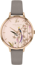 Sara Miller Bamboo Garden Ladies Watch with Rose Gold Dial and Grey Leather Strap SA2094