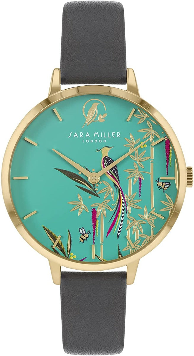 Sara Miller Chelsea Collection Ladies Watch with Green Dial and Grey Strap SA2096