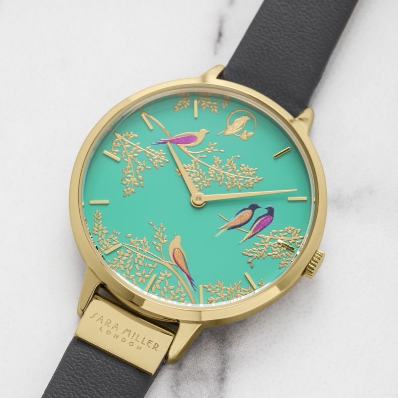 Sara Miller Chelsea Collection Ladies Watch with Green Dial and Grey Strap SA2096