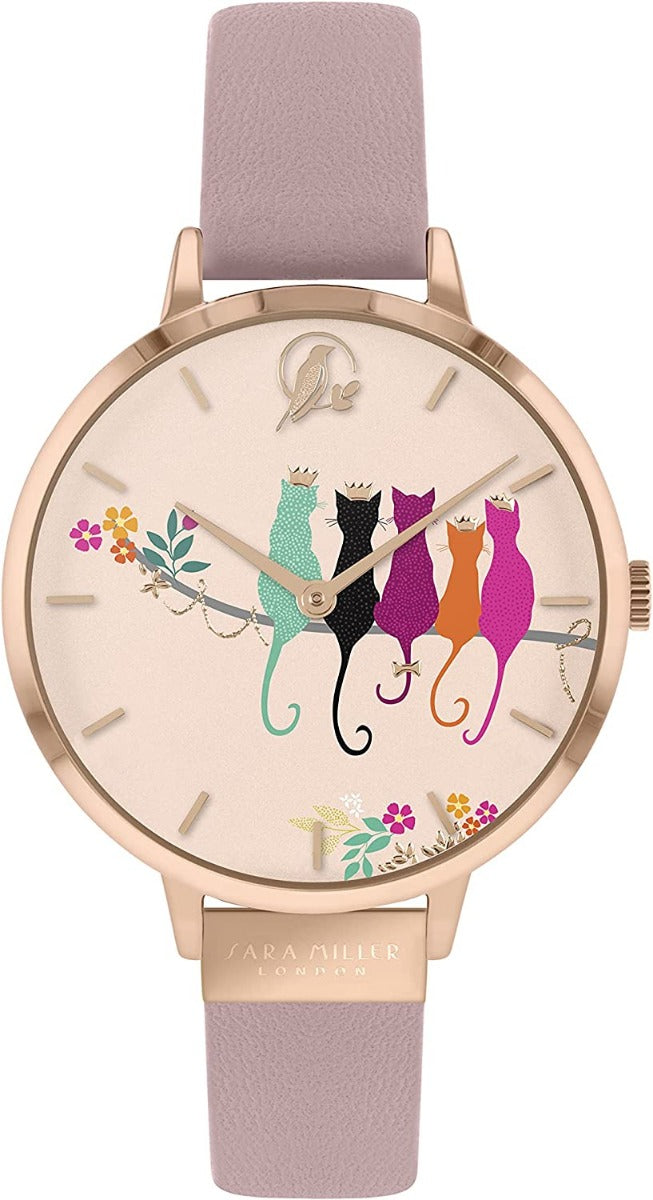 Sara Miller Chelsea Ladies Watch with Rose Gold Dial and Pink Leather Strap SA2116