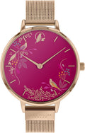 Sara Miller Ladies Watch with Pink Dial and Rose Gold Milanese Strap SA4000