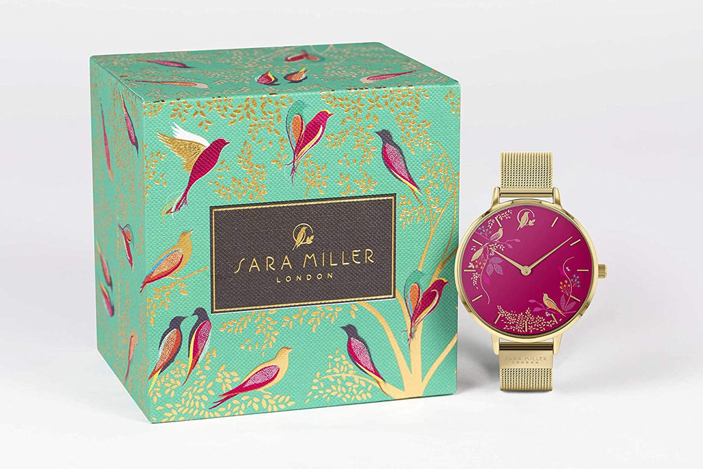 Sara Miller Ladies Watch with Pink Dial and Rose Gold Milanese Strap SA4000