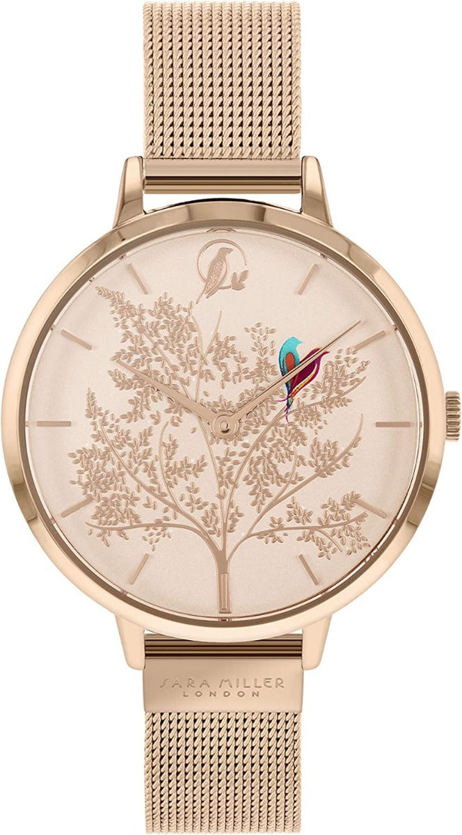 Clocwaith i Fenywod Casgliad Chelsea Sara Miller gyda Strap Milanese Aur Rosyn SA4012