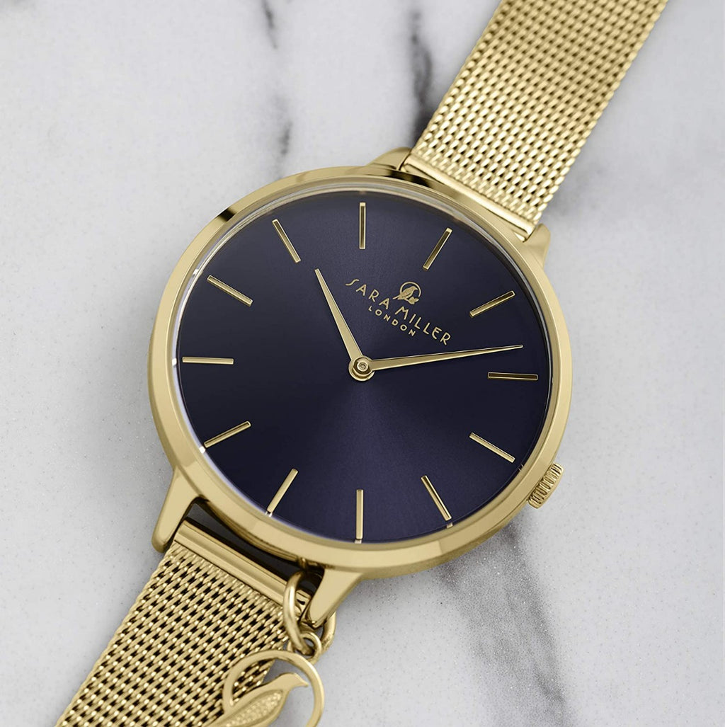 Sara Miller The Charm Collection Ladies Watch with Gold Milanese Strap SA4026