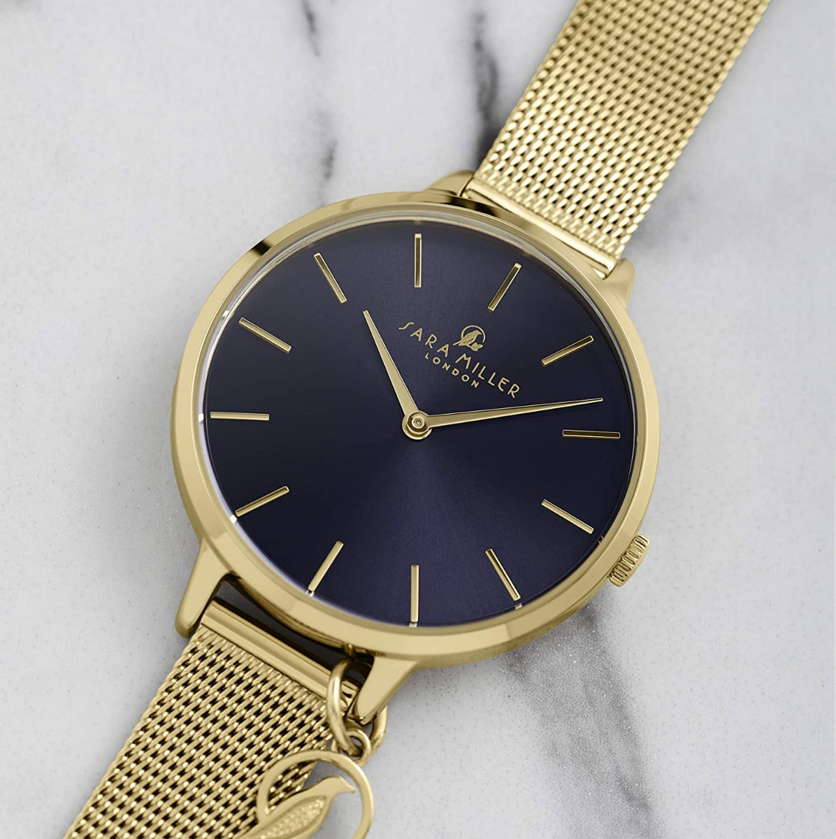 Sara Miller The Charm Collection Ladies Watch with Gold Milanese Strap SA4026