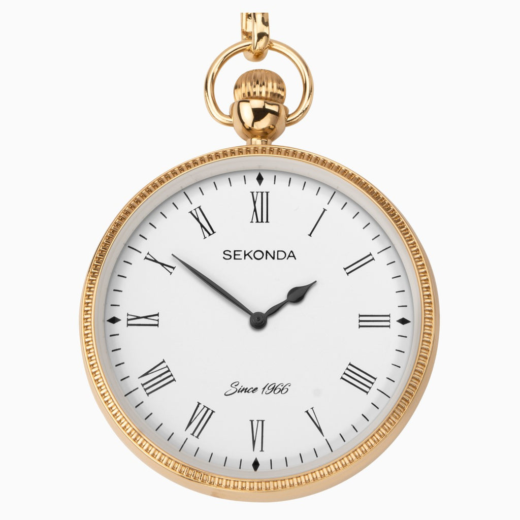 Sekonda Mens Gold Pocket Watch with White Dial 1793