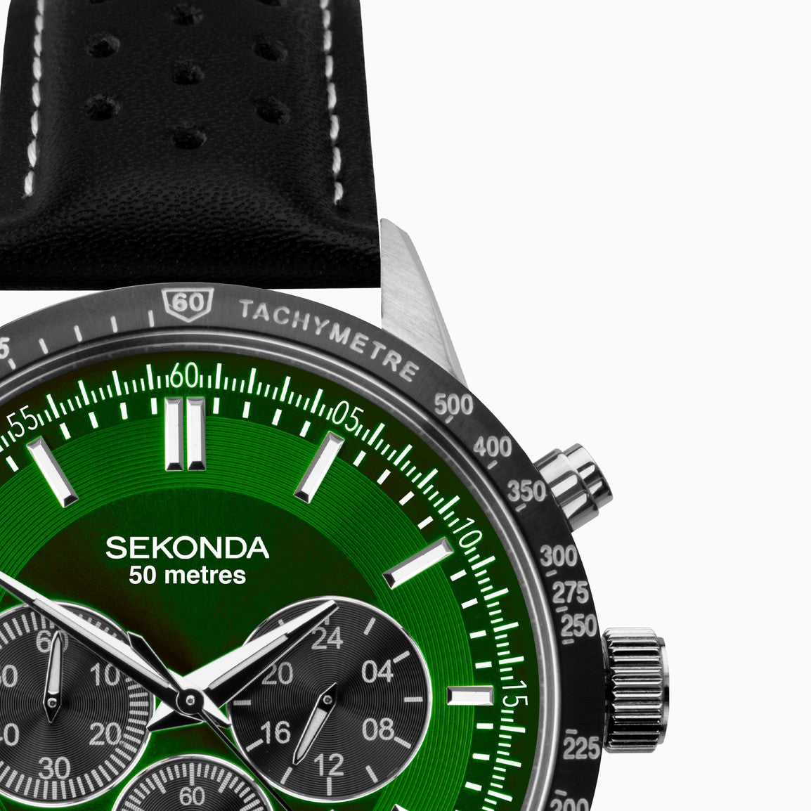 Sekonda Mens Chronograph Watch with Green Dial and Black Strap 1937