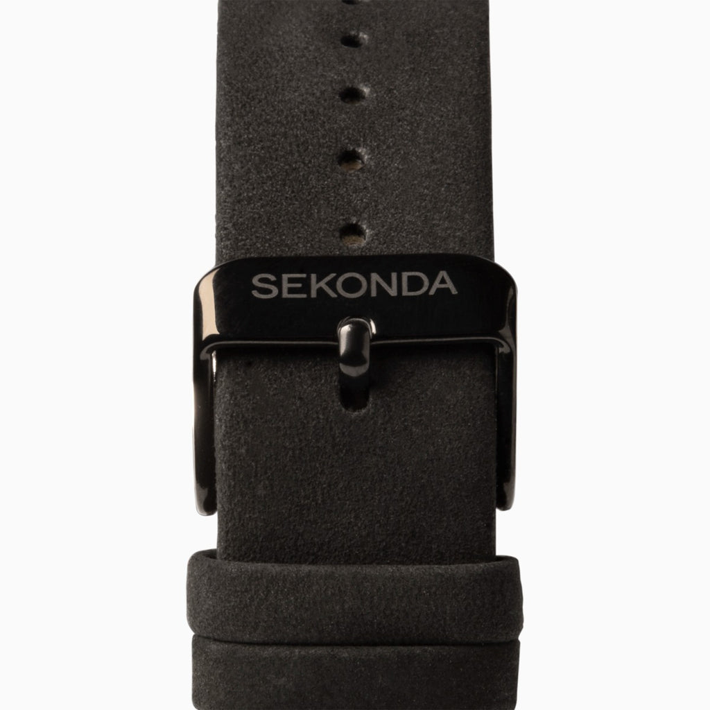 Sekonda Mens Watch with Black Dial and Black Suede Leather Strap 1991