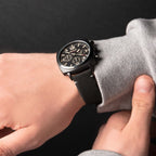 Sekonda Mens Watch with Black Dial and Black Suede Leather Strap 1991